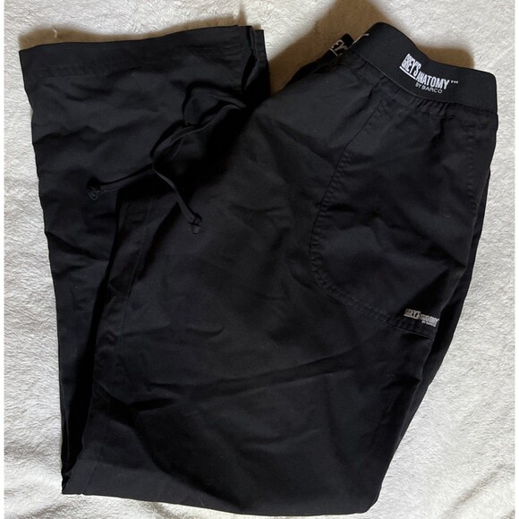 Grey's Anatomy by Barco Active Scrub Pants Black Women's XL Elastic Waist & Tie - Picture 5 of 7